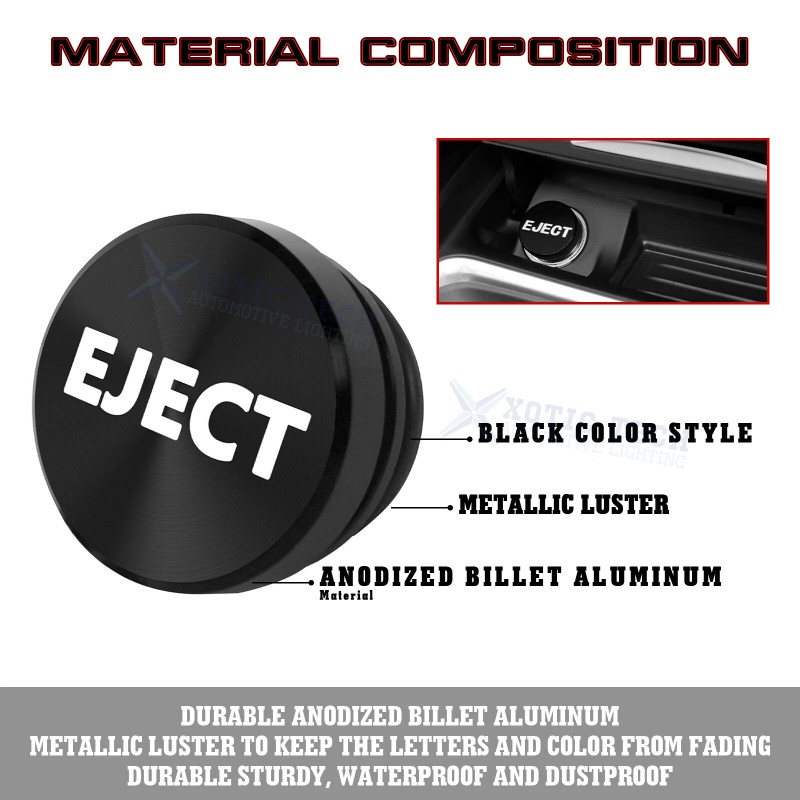 Aluminum Engine Start Stop & Eject Cigarette Lighter Button Trim
