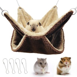Yanmucy Rat Hammock Double-Layer Fleece Guinea Pig Hammock House Warm Soft Rat Hammocks for Cage Accessories Ferrets Hideout Ferret Hamster Hammock for Small Animal Playing Sleeping (Coffee)
