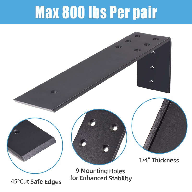 WEKIS 10 Inch Countertop Support Bracket, 3 Pack Solid Iron