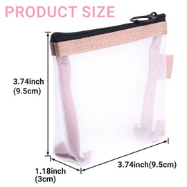 Winsyison 3pcs Mini Mesh Bag with Zipper, Clear Nylon Mesh Pouches, Portable Travel Makeup Organizer Bags for Cosmetic Lipstick Keys Headphones- Blue & Pink & Green