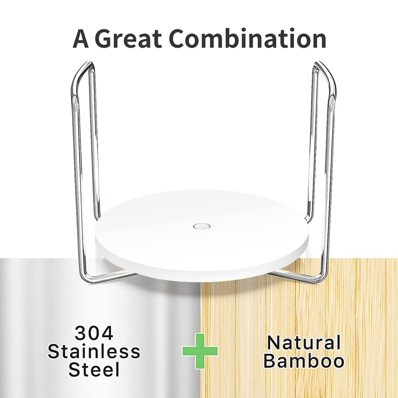 Piconico Plate Holder for Kitchen Drawer - 2Pcs White Bamboo