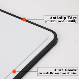 2 Pcs Reversible Cutting Board Set Durable Chopping Board Set with Juice Groove Hanging Hole Dishwasher Safe Plastic White