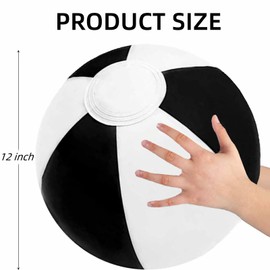 GCQJOQ Beach Balls (3 Pack), 12" Black White Color Inflatable Beach Ball for Summer Water Games Party Supplies