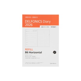 【DELFONICS Diary 2026 Edition／Starting from October 2025】Diary Refill B6 Horizontal Schedule Book Weekly
