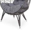 Valerie Outdoor Wicker Swing Chair with Cushion, Gray and Dark