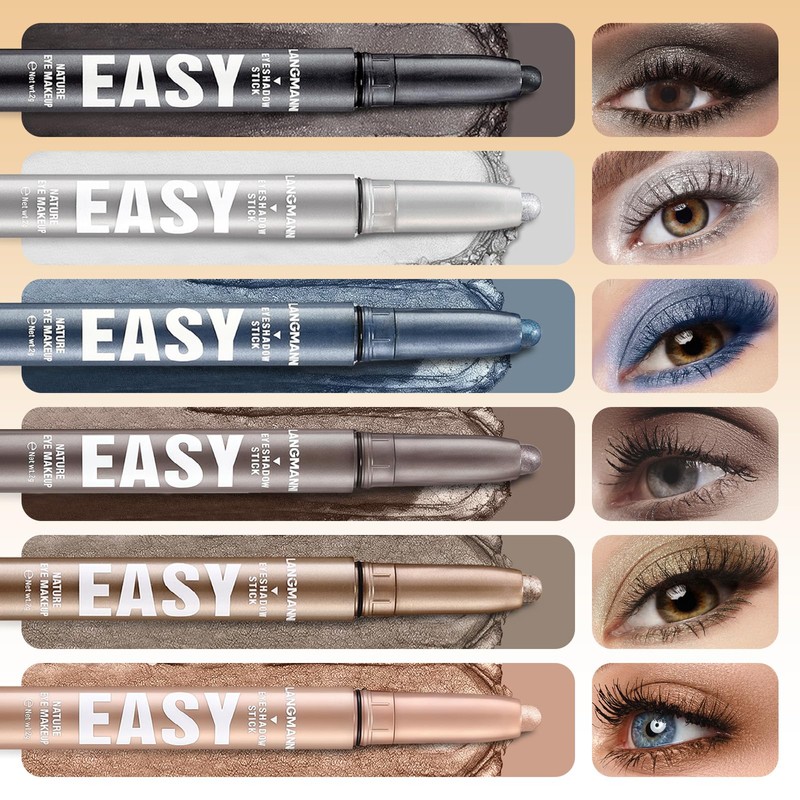 flintronic Eyeshadow Stick Matte Shimmer Eyeshadow Pack of 6