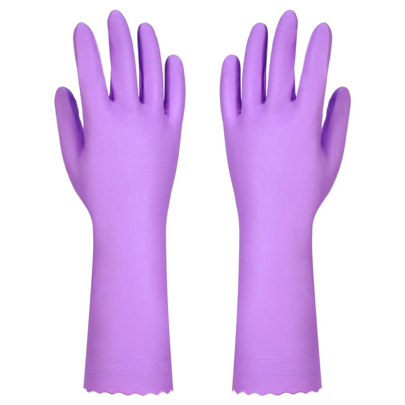 Elgood 2 Paar Wiederverwendbare Haushaltshandschuhe, latexfreie, mit Baumwolle gefütterte Putzhandschuhe,