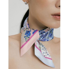 Ben & Q D_Flower-Pink Long Twilly Silk Scarf