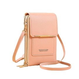 Narunii Handbag Shoulder Bag Purse Women Mini Phone PU Leather Transparent Touch Screen Bag, Pink-Style 4