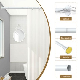 GXOACKJ White Shower Curtain Rods - 31-68 Inch Spring Tension Shower Rods for Bathroom, Adjustable, No Drilling, No Rust, Stainless Steel