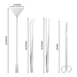 Ohtomber Aquascape Tools Aquarium Kit - 4PCS Terrarium Supplies Include Long Tweezers for Terrarium, Feeding Tongs, Aquarium Scissors, Algae Scraper for Fish Tank Cleaning Plant Trimming
