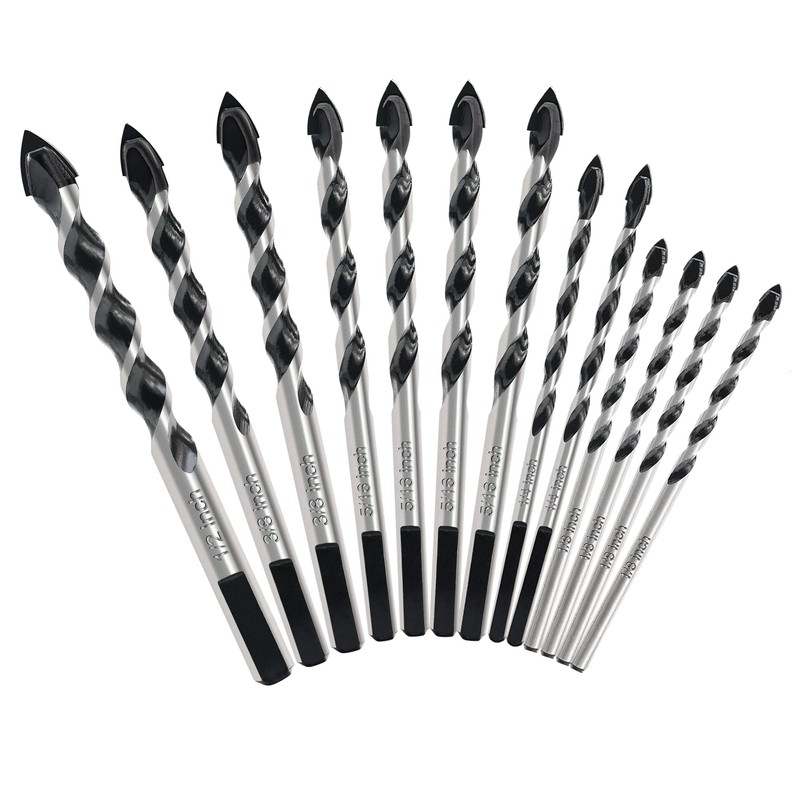 GMTOOLS 10pcs Masonry Drill Bits Set, 1/8 to 1/2" Concrete