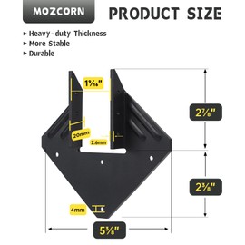 4 Pcs Hurricane Ties for Rafters 2x4 Black, 12-Gauge (2.6MM) Galvanized Steel, Corrosion Resistant, Easy Installation, Strong Structural Support for Homes and Buildings, Weather Resistant