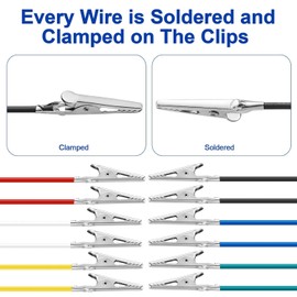 Gebildet Pack of 20 Soldered Crocodile Clips, Electric, 5-Colour 21.5 Inch Test Leads with Crocodile Clips, Punching Jumper Wires for Electrical Tests, Circuit Connections, Experiments