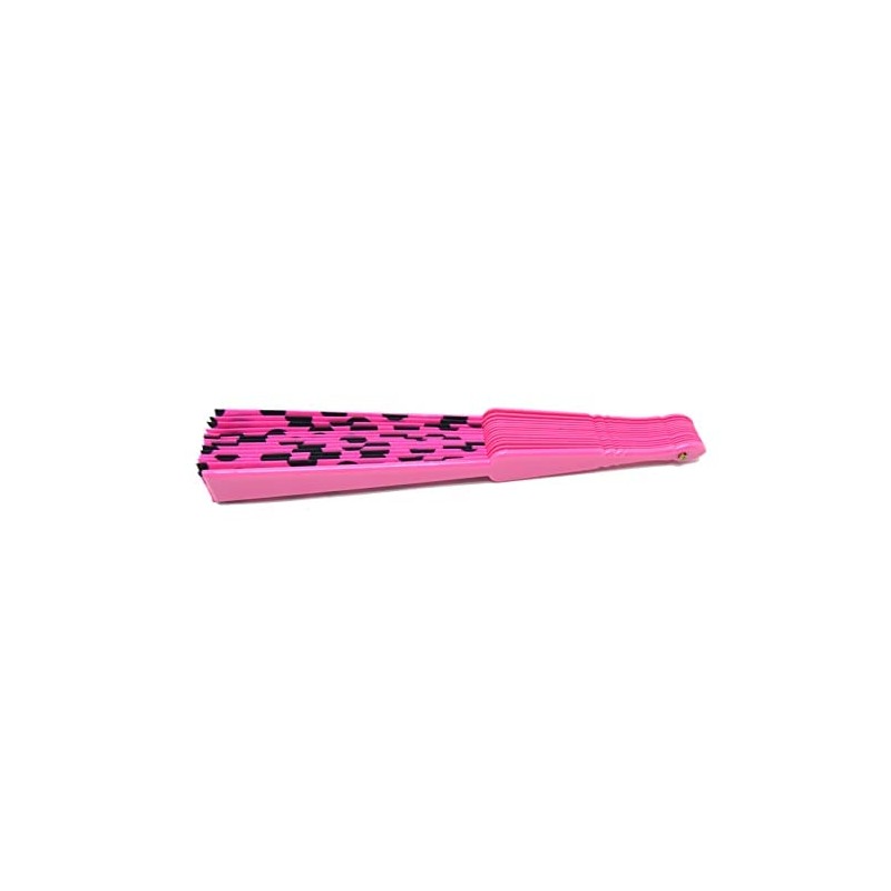 Z&H Pink and Black Polka Dot Fan, Plastic, Traditional Spanish