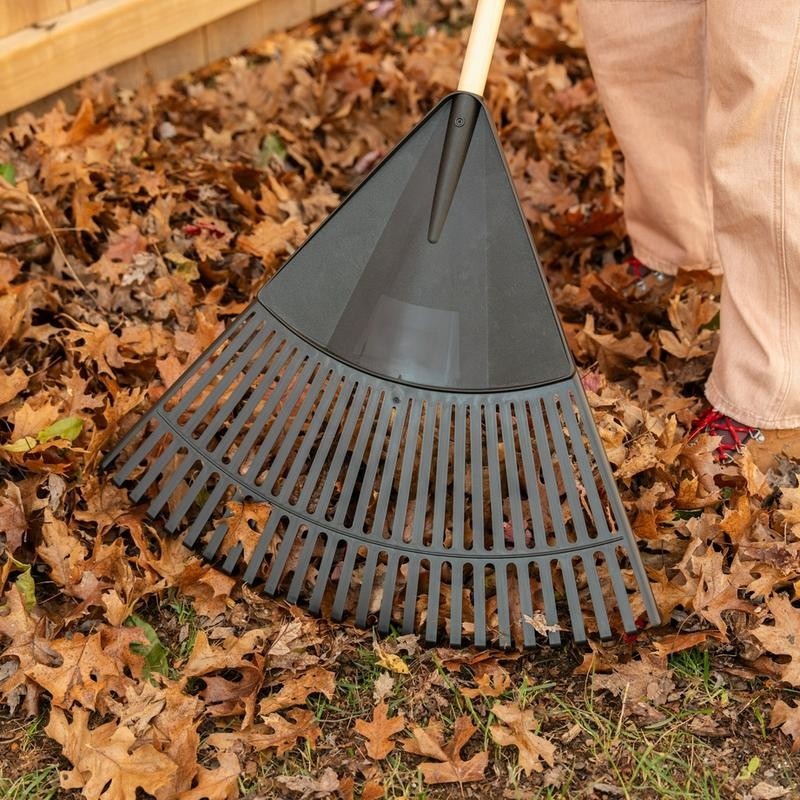 Wood and Poly Leaf Rake 30-Inch - Versatile Tool for