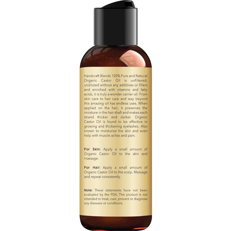 Handcraft Blends Aceite De Ricino Natural Organico 4 oz