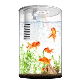 Fish Tank Night Light, Zingbabu 3 Gallon Aquarium Starter Kit with Full Spectrum Aquarium Light and Filter For Small Fish Betta Kids Room Desktop Decor White