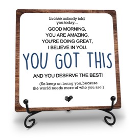 5 Inch Modern Wooden Decoration With Metal Support - Inspirational Saying Wooden Plaque - Tabletop Shelf Decor For Home Office - Gift For Family Friends Coworkers - You Got This - B01