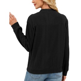 Viracy Fall Jackets for Women 2025, Womens Full Zip Up Cardigan Sweater Lightweight Warm Dressy Casual Long Sleeve Sweatshirts with Pockets,Black-2XL