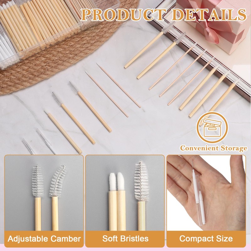 230 Pcs Brow Lamination Supplies with Plastic Box Wooden Micro
