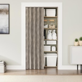 36" W Premium Foldable Accordion Doors, Double Walled Heavy Duty Folding Doors for Interior, Privacy Room Divider, Taupe
