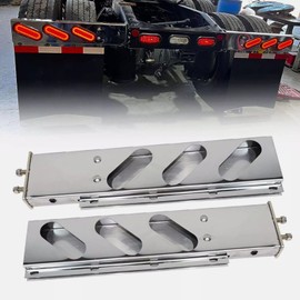 BST BSSP Pair 30'' Mud Flap Hangers Rear Oval Bar w/Light Cutouts, Spring Loaded 2.5" 2 1/2" Bolt Spacing/Pattern, Chrome Steel,Left &Right Sides