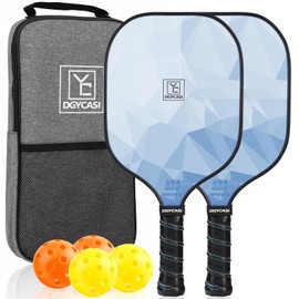 Pickleball Paddles Set of 2, 2025 USAPA Approved Pickleball Set, Fiberglass Lightweight Pickle Ball Rackets 2 Pack, 2 Outdoor Pickleball, 2 Indoor Pickleball Balls, 1 Pickleball Bag for Women and Men