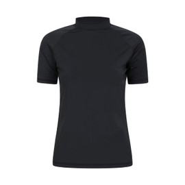 Mountain Warehouse Short Sleeves Womens UV Rash Vest - UPF50+ Sun Protection Ladies Rash Guard, Quick Dry, Flat Seams Top - for Summer Swimming, Beach & Under a Wetsuit Black 6