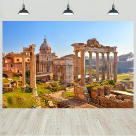 7x5ft Ancient Roman Ruins Backdrop Historical Culture Old Building Temple History Landmark Photography Background Travel Vacation Theme Decorations Banner Photo Studio Props