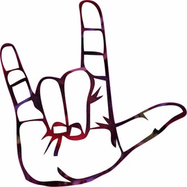 5inx5in Red And Black Sign Language I Love You Sign Bumper Sticker Decal Car ...