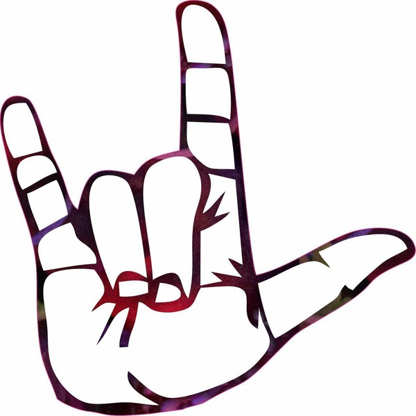 5inx5in Red And Black Sign Language I Love You Sign