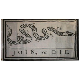 JumpingLight 3x5 Join or Die Benjamin Franklin Snake White Flag 3x5 House Banner Grommets - Quality Flags