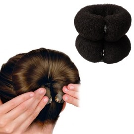 2 Pcs Magic Bun Maker Hair Styling Styler Hair Donut Ring Styler Hair Bun Maker Twist Ring Former Shaper Sponge Doughnut Donut Bun Shaper Hair Curler(Black)