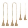 LJY 4 Wood Bead Garlands with Tassels, 2 Long and