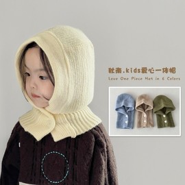 Imported Children's Balaclava: Korean Style Integrated Hat and Scarf for Autumn/Winter lf2339 Free Size/Red 3ea