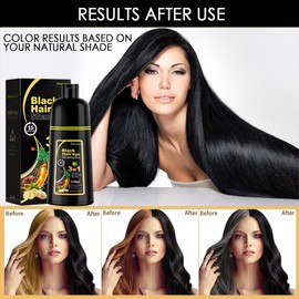 Instant Hair Shampoo Hair Colour Shampoo for Grey Hair, Natural Black Hair Colour Shampoo 3 in 1 for Men and Women, Long-Lasting Black Colours (Natural Black)