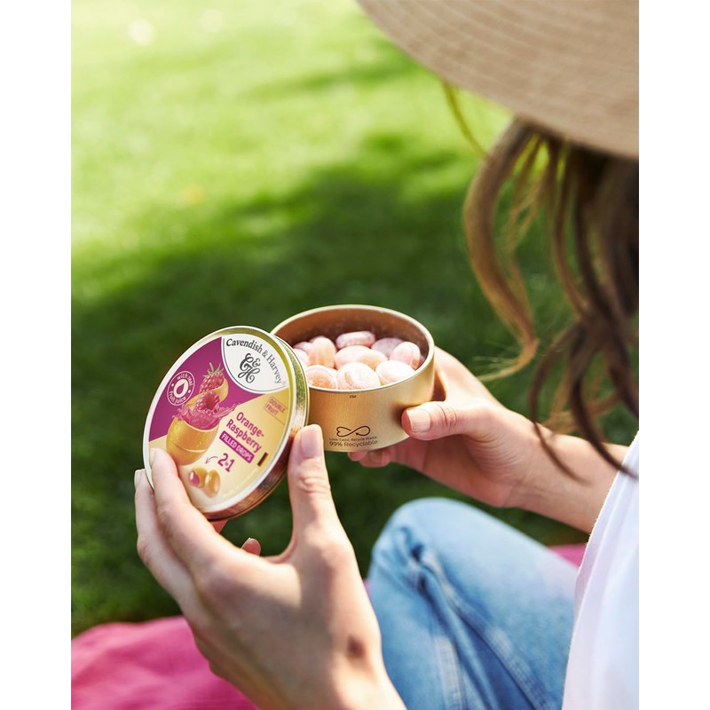 Cavendish & Harvey Double Fruit Drops, Orange with Raspberry Filling,