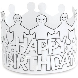 Hygloss Birthday Crowns for Kids Classroom - 24 Color Your Own Adjustable Crown - Quality Cardstock Black on White Design - 5 in Tall, 24 in Long - Paper Party Hats for Birthdays & Classroom Fun