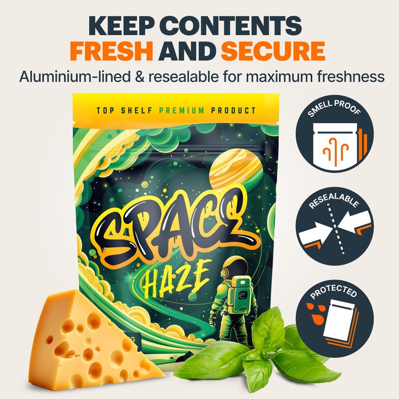 Space Haze - 100 x Aluminium Foil lined Mylar bags,