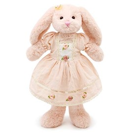 Small Soft Stuffed Animal Bunny Rabbit Plush Toy for Baby Girls 15inch (Pink Rabbit Wearing Pink Vintage Dress)