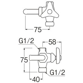SANEI B320-13 Angle Branch Valve, Universal Pipe