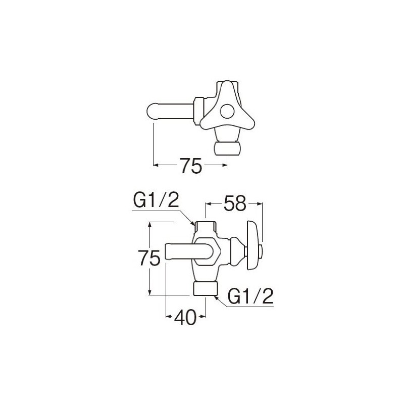 SANEI B320-13 Angle Branch Valve, Universal Pipe