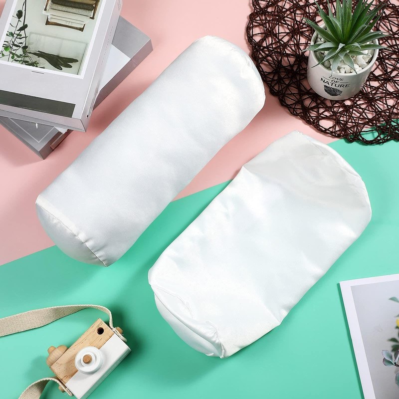 Tatuo 2 Pieces White Cervical Round Pillow Cover for Neck