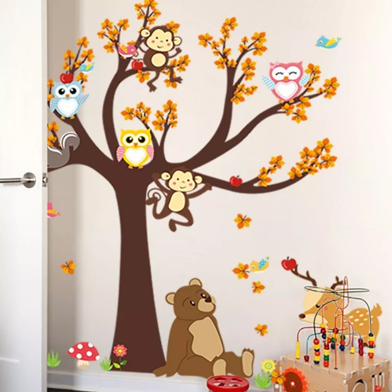 DaraBaby Vinil Decorativo Sala O Habitación Bosque Con Búhos Y
