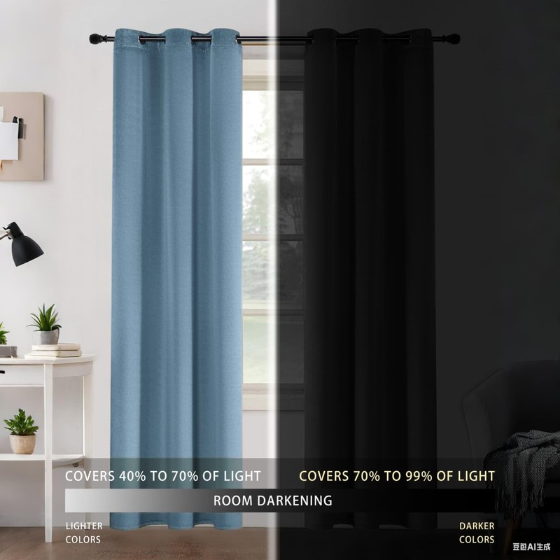SMILETIME Sky Blue 52 x 96 in Long Velvet Curtains