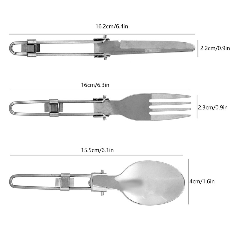 Outdoor Portable Tableware Set Folding Stainless Steel Spoon Fork Knife