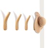 Boao 4 Pieces Wood Hooks for Towels Wall-Mounted Natural Wood