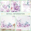 Buiory Purple Flowers Green Plants Wall Decals Large Removable Floral