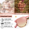 CARFIA Pink Mirrored Keyhole Retro Polarized Sunglasses for Women Small